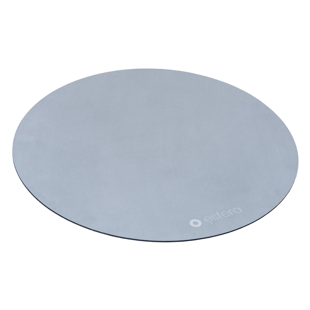 A grey sit/stand stability mat used for standing desks and under your ball chair on slippery surfaces.