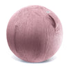 A pink corduroy-covered exercise ball with a built-in stability ring, designed for use as a chair or workout accessory. Promotes better posture.