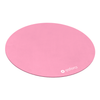 A bright pink sit/stand stability mat used for standing desks and under your ball chair on slippery surfaces.